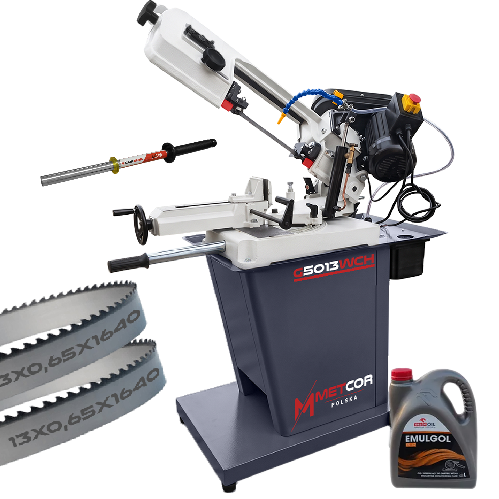 Przecinarka taśmowa METCOR G5013WCH 400V + 2 Piły + 1L chłodziwa i Magnetyczny zbieracz wiórów GRATIS