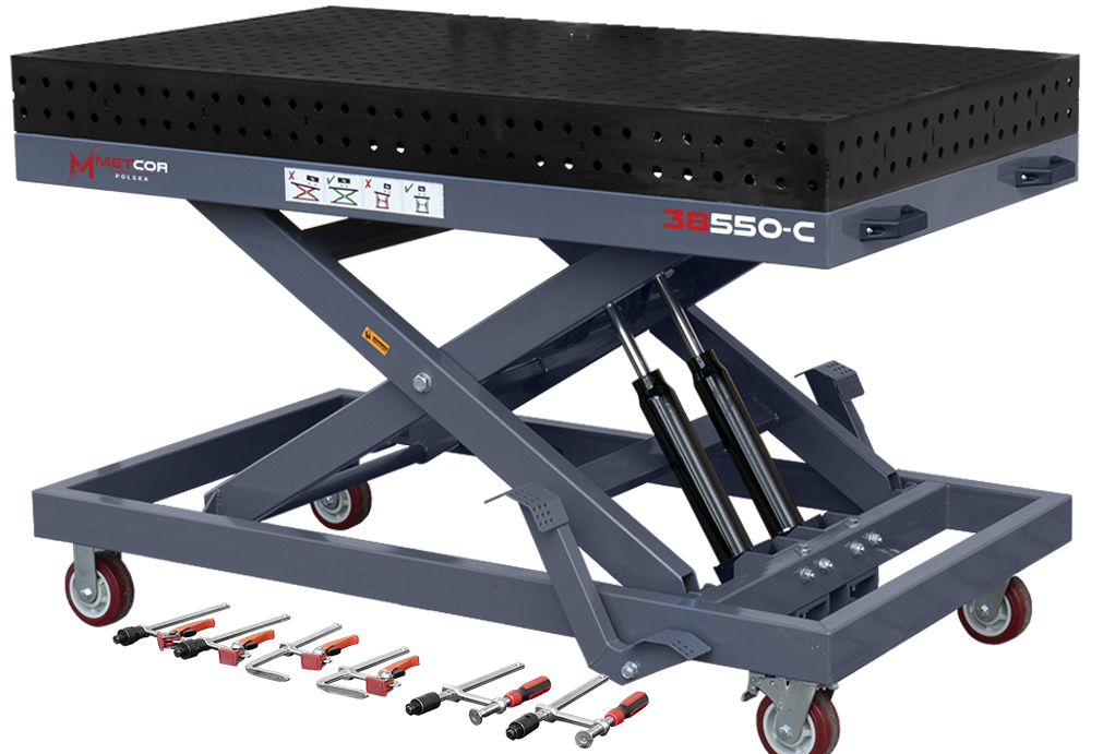 Mobilny stół spawalniczy z regulowaną wysokością Metcor 1500x830C Mobilny stół spawalniczy z regulowaną wysokością Metcor 1500x830C