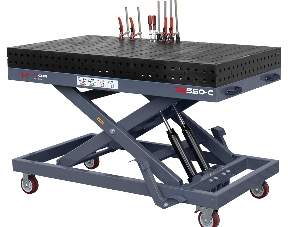 Mobilny stół spawalniczy z regulowaną wysokością Metcor 1500x830C